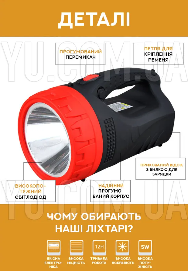 Переносний ліхтар із прожектором WimpeX WX-2829TP Переносний ліхтар із прожектором WimpeX WX-2829TP